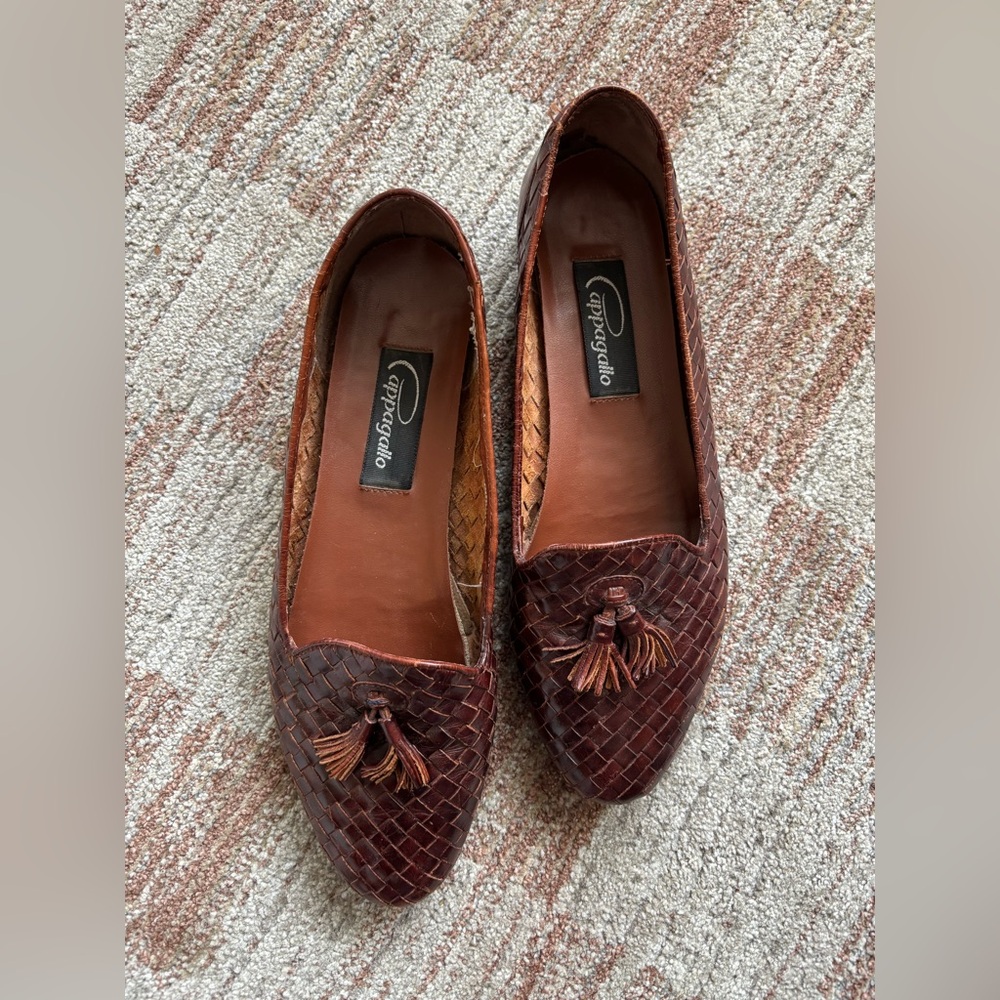 Vintage Pappagallo Woven Leather Loafers with Tassels – Size 8.5